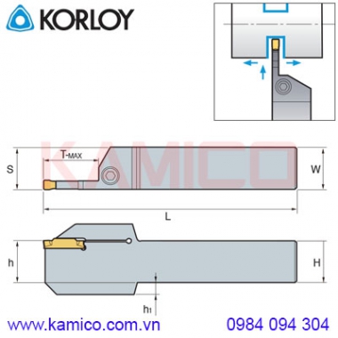 Cán dao tiện rãnh KGEHR/L Korloy (KGT Holder)