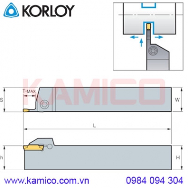 Cán dao tiện rãnh MGEHR/L Korloy (MGT Holder)