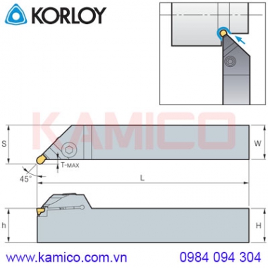 Cán dao tiện rãnh MGEUR/L Korloy (MGT Holder)