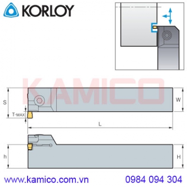 Cán dao tiện rãnh mặt đầu MGEVR/L Korloy (MGT Holder)