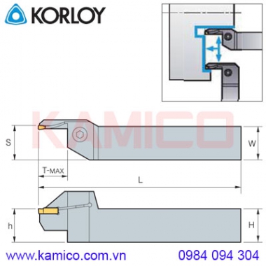 Cán dao tiện rãnh mặt đầu FGHH Korloy (MGT Holder)