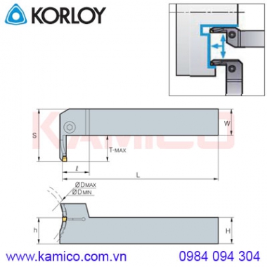 Cán dao tiện rãnh mặt đầu FGVH Korloy (MGT Holder)