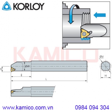 Cán dao tiện ren trong IR(L)H Korloy (loại khóa kẹp vít)