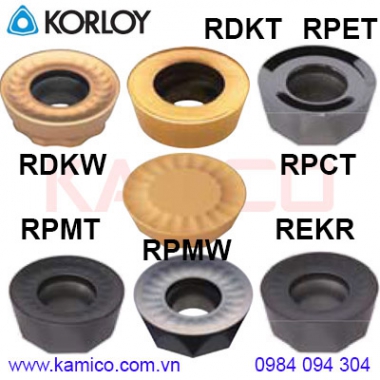 Mảnh dao phay RDKT, RDKW, REKR, RPCT, RPMT, RPET, RPMW Korloy
