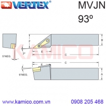 Cán dao tiện ngoài 93° MVJNR/L Vertex