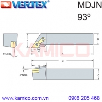 Cán dao tiện ngoài 90° MDJNR/L Vertex