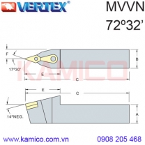 Cán dao tiện ngoài 72°32’ MVVNN Vertex
