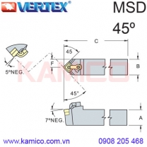 Cán dao tiện ngoài 45° MSDNN Vertex