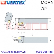 Cán dao tiện ngoài 75° MCRNR/L Vertex