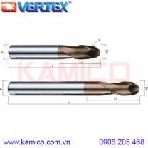Dao phay cầu hợp kim 2 me VB262, VB263 Vertex (<56HRC)