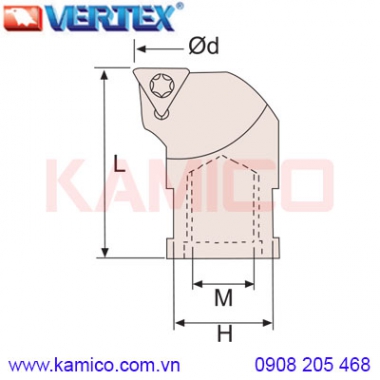 Cán dao doa bằng họp kim gắn mảnh Vertex