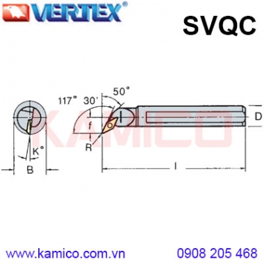 Cán dao tiện trong 117° SVQCR/L Vertex