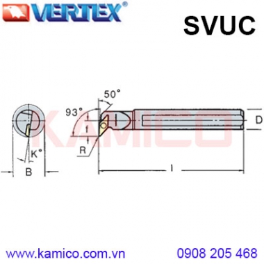 Cán dao tiện trong 93° SVUCR/L Vertex