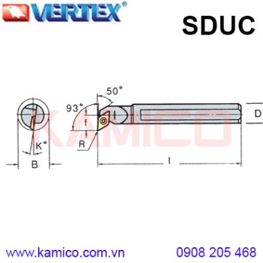 Cán dao tiện trong 93° SDUCR/L Vertex