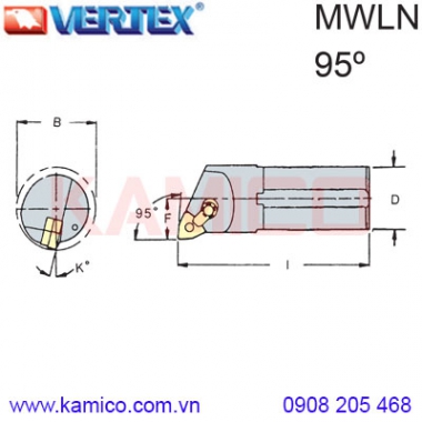 Cán dao tiện trong 95° MWLNR/L Vertex