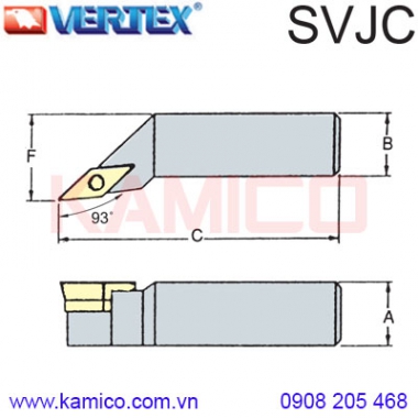 Cán dao tiện ngoài 93° SVJCR/L Vertex