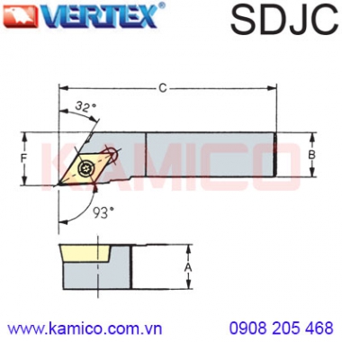 Cán dao tiện ngoài 93° SDJCR/L Vertex