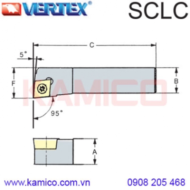 Cán dao tiện ngoài 95° SCLCR/L Vertex