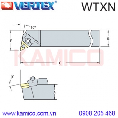 Cán dao tiện ngoài WTXNR/L Vertex