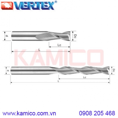 Dao phay ngón hợp kim 2 me VEA72, VEA82, VEA85 Vertex